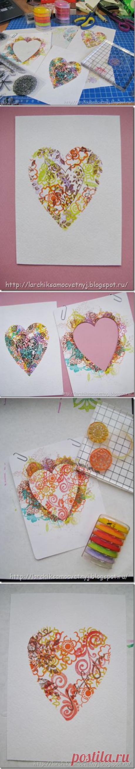 Ларчик самоцветный: Штампинг эксперимент с сердцем