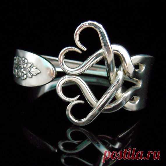 Silver Fork Bracelet in Original Weaving Hearts Design