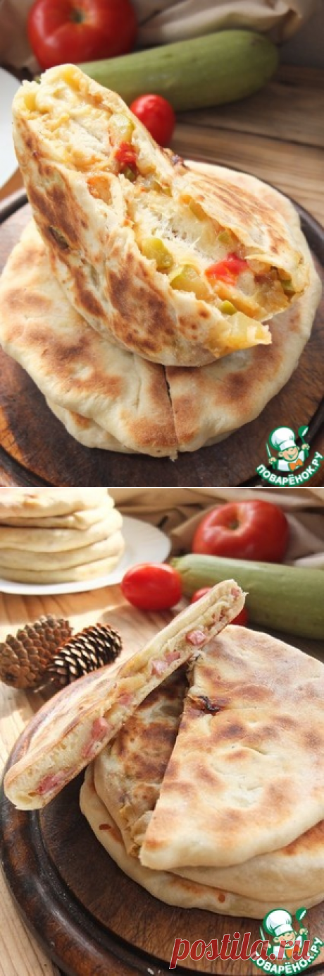 Сметанные лепешки с разными начинками - кулинарный рецепт