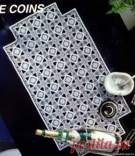 Красивая салфетка из квадратных мотивов (крючок).