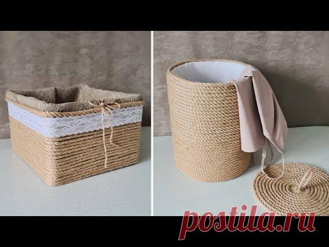 ИЗ ОБЫЧНОЙ ВЕРЕВКИ СУПЕР КОРЗИНЫ своими руками/ Корзины ИЗ ДЖУТА