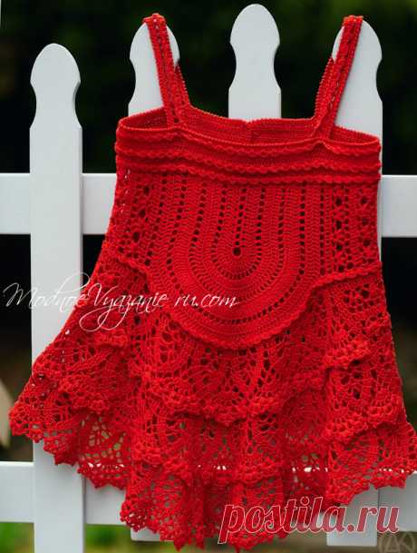 Красная туника для девочек - Crochet Modnoe Vyazanie