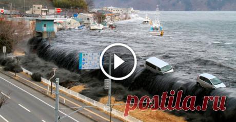Ужасное цунами В Японии — записи с камер наблюдения. Не видел ничего подобного! Видео