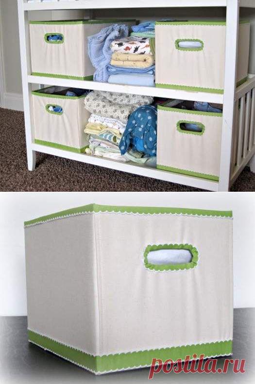 Поделки своими руками - Как сделать ящик для хранения белья из картона и ткани МК.