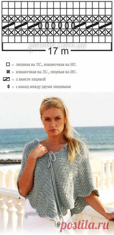 Накидка спицами на плечи. Описание вязания, схемы