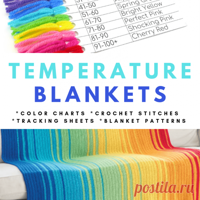 Temperature Blankets: Crochet Patterns, Color Charts and Tracking Sheets Every January people from all around the world begin their annual temperature blankets. These blankets are fun projects to make and many bloggers even host CAL events with pattern suggestions and yarn color chart examples. They are also called Weather Blankets.