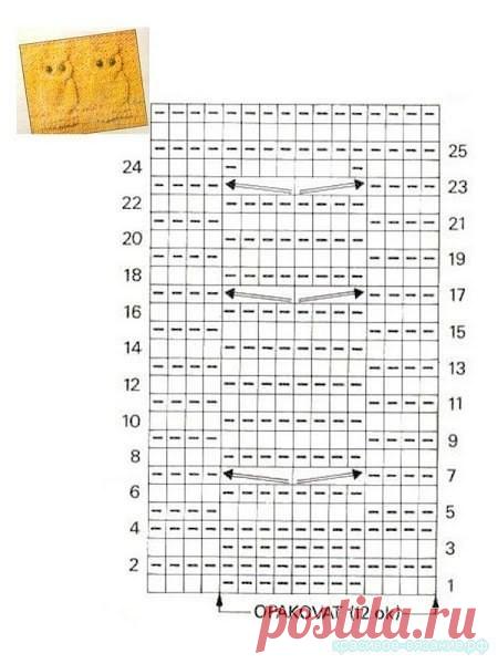 Варежки, вязанные узором «сова» — Красивое вязание