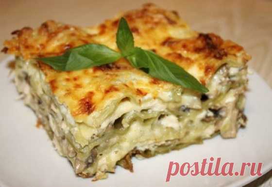 Лазанья с курицей и шампиньонами - Кулинарный рецепт - Повар в доме