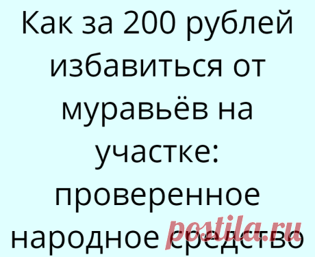 Как за 200 рублей избавиться от муравьёв на участке: проверенное народное средство
Если в огороде завелись муравьи, то ничего хорошего можно не ждать. Колонии этих насекомых портят ягоды, фрукты, овощи и зелёные насаждения; повышают кислотность почвы; уничтожают деревья, кустарники и цветы; способствуют распространению тли; провоцируют заболевания растений. Но от этой напасти можно избавиться...
Читай дальше на сайте. Жми подробнее ➡