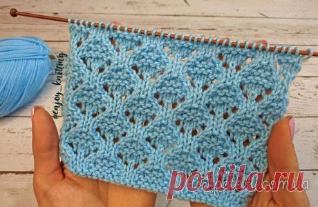 Ажурный узор спицами ГРИБОЧКИ