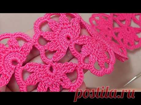 Очень простое ЛЕНТОЧНОЕ КРУЖЕВО вязание крючком для начинающих  Easy to Crochet TAPE LACE Tutorial