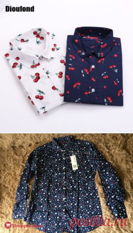 Женская хлопковая рубашка с модным принтом | shopperali.ru Обзоры товаров и отзывы. Хороший Алиэкспресс.