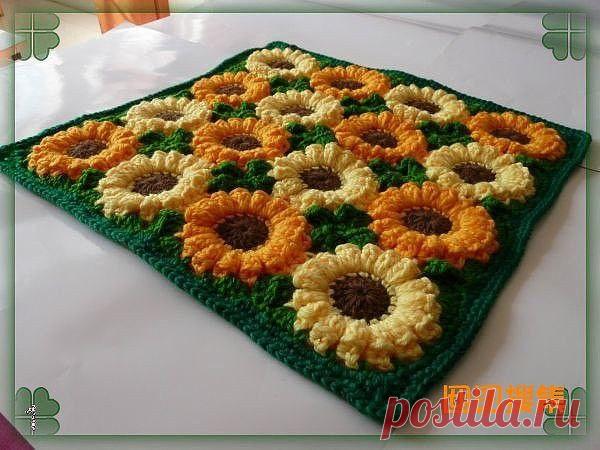 Коврик-сидушка «Цветочная поляна» (Вязание крючком) | Журнал Вдохновение Рукодельницы