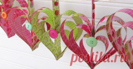 Как сделать гирлянду из бумажных сердечек — I Love Hobby — Лучшие мастер-классы со всего мира!