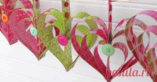 Как сделать гирлянду из бумажных сердечек — I Love Hobby — Лучшие мастер-классы со всего мира!