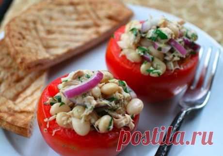 Гениальная закуска: Помидоры фаршированные тунцом и белой фасолью