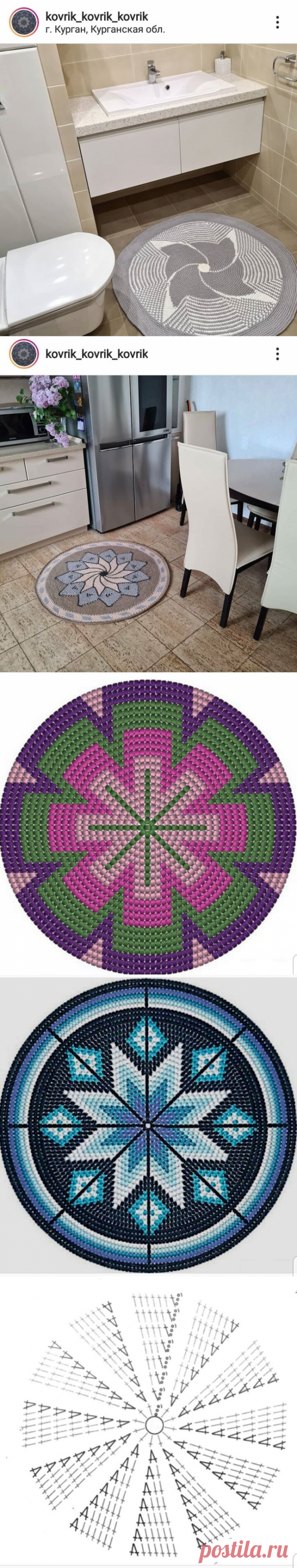 Жаккардовые коврики крючком - красивая и практичная утилизация отстатков ниток | Вязание спицами и крючком | Яндекс Дзен
