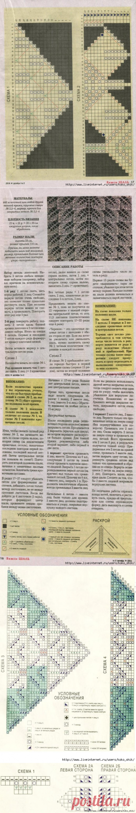 Шали спицами "Нежная роза" и "Харуни"