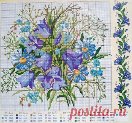 Букет из  колокольчиков и ромашек