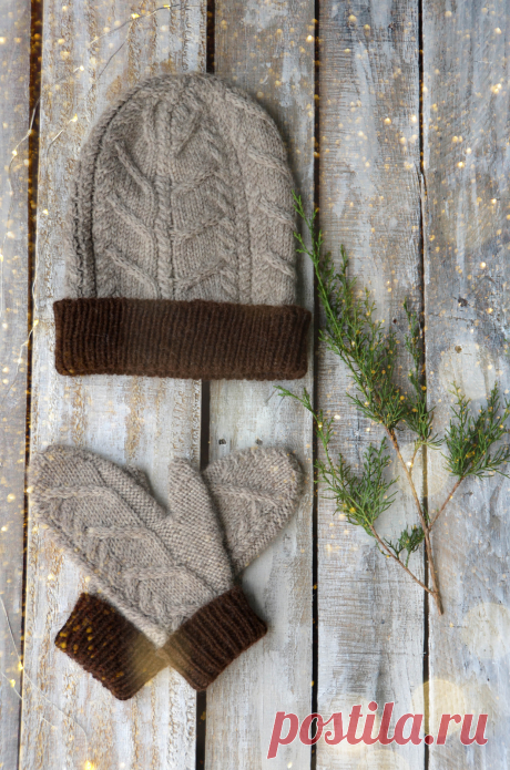 Nutmeg Hat and Mitten Set by Rachel Brockman