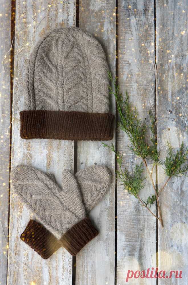 Nutmeg Hat and Mitten Set by Rachel Brockman
