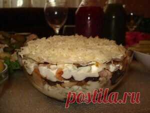 Салат с курицей и черносливом Салат с курицей и черносливом.  Проверенный рецепт салата с черносливом,который прекрасно подойдет к любому праздничному мероприятию.  Время приготовления: 30 мин. Кол-во порций: 4. Необходимые продукты: Чернослив-150 г Курица(филе)-250 г Яйца-4 шт Грецкие орехи-100 г Сыр(твердых сортов)-100 г Майонез Соль Зелень. Приготовление Отварить в подсоленной воде куриное филе,нарезать кубиками. Отварить яйца,очистить от скорлупы,натереть на терке отде...