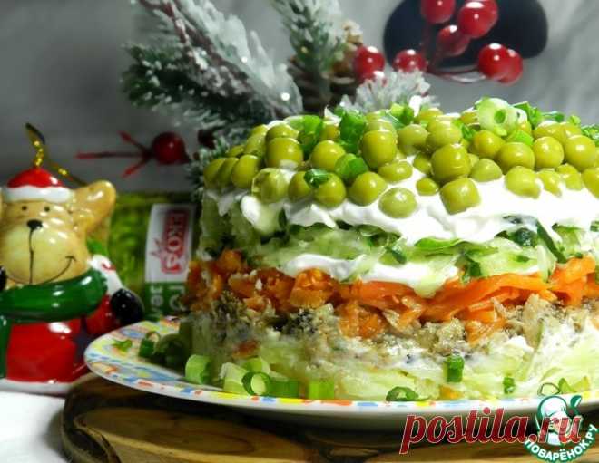 Салат со шпротами и горошком