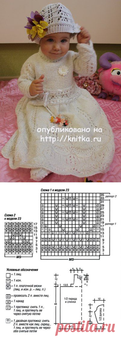 Крестильное платье спицами. Автор Любовь Афанасьева, Вязание для детей
