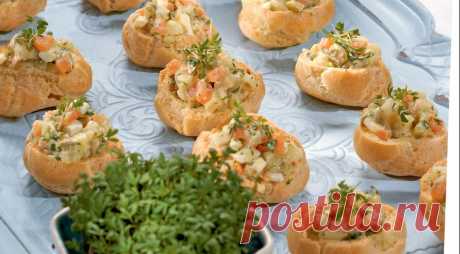 Профитроли с картофельным салатом, пошаговый рецепт с фото