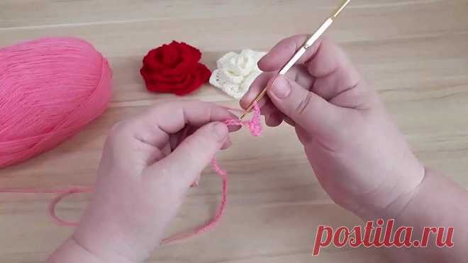 Вяжем красивые розочки крючком!