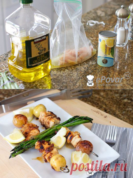 Шашлык из курицы с картофелем и лимоном — Рецепт приготовления с фото — Горячие блюда, Блюда из птицы