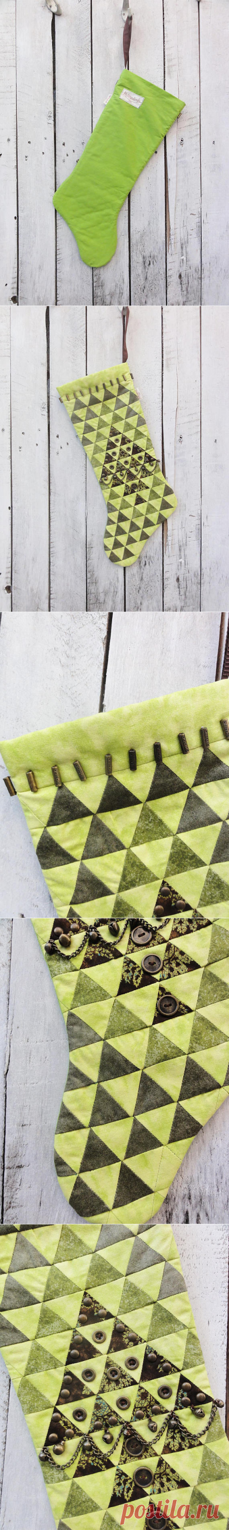 Green Christmas Stocking Patchwork Christmas Stocking Style