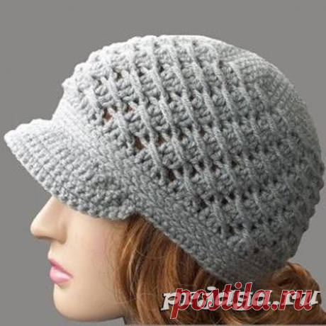 Вязание крючком шапки для женщин с вытянутыми столбиками