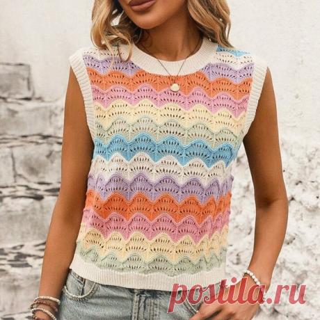Топ-безрукавка с чередованием цветов (схема узора)