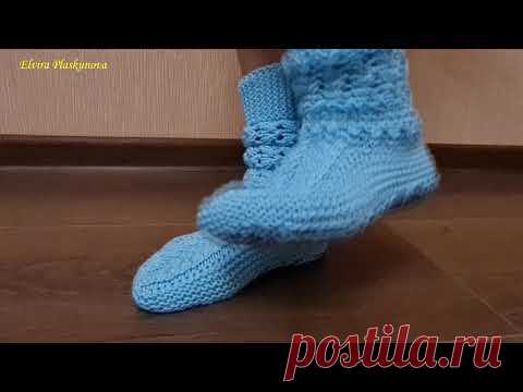 *ВЯЖЕМ НА 2 СПИЦАХ ТАПОЧКИ-САПОЖКИ-НОСОЧКИ* .