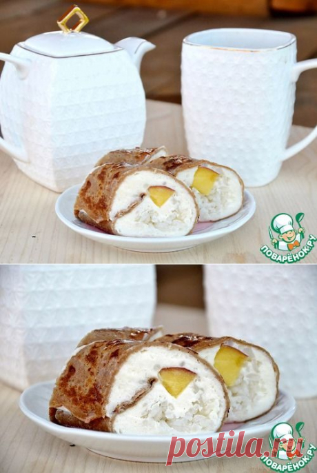 Шоколадные роллы с персиком - кулинарный рецепт