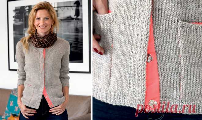 Strik selv: Beige cardigan med neonfarvet effekt Strikkeopskrift på en lækker beige cardigan med neonfarvet effekter.