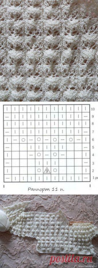 Узор вязаный спицами *Ракушки* для детского болеро