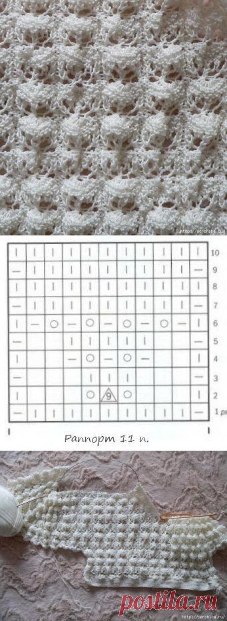 Узор вязаный спицами *Ракушки* для детского болеро