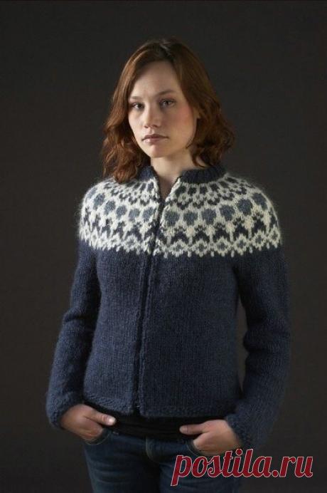 ​Кардиган с кокеткой жаккардовым узором
