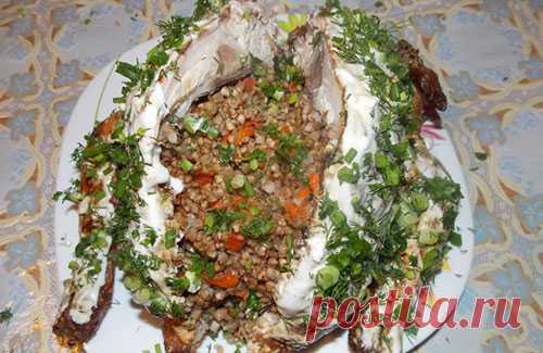 Курица фаршированная гречкой