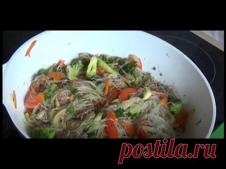 Лапша  с  овощами по китайски в сковороде ВОК