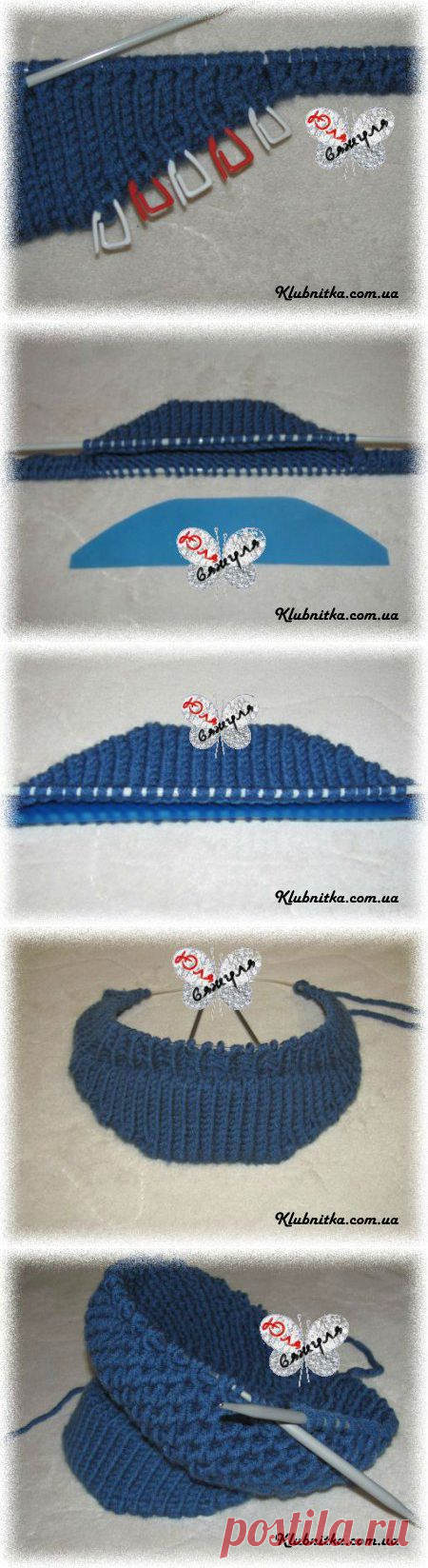 МК вязание козырька для кепки/шапки/берета спицами » Клуб-Нитка - вязание спицами и не только