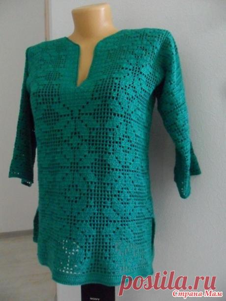 Филейная туника, цвета -изумруд