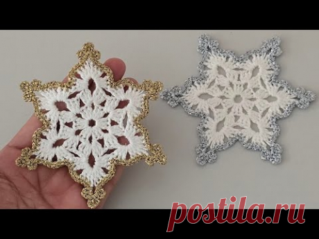 ❄️🎄Узор снежинки для вязания крючком для начинающих | Простые украшения для рождественской елки