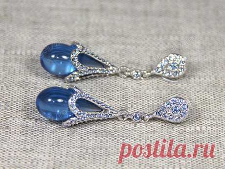 Серьги с синими кристаллами Swarovski