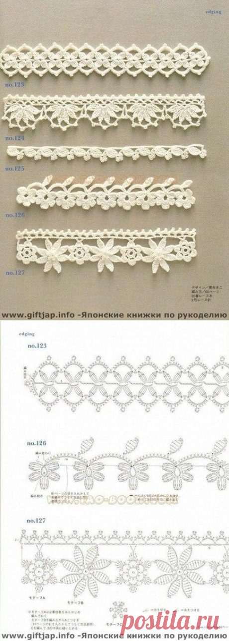Кайма, вязанная крючком. Схемы