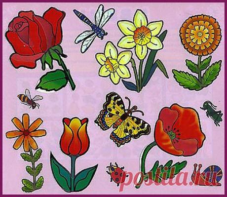 Шаблоны, картинки, трафареты - цветы и насекомые | Подружки