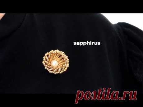 【ビーズステッチ】竹ビーズのブローチ☆作り方　Beaded brooch/Tutorial/bugle beads