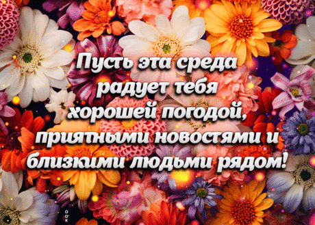Со средой, в который раз,
Поздравлять я буду нас!
Пусть не будет в ней проблем,
Будет много разных дел.